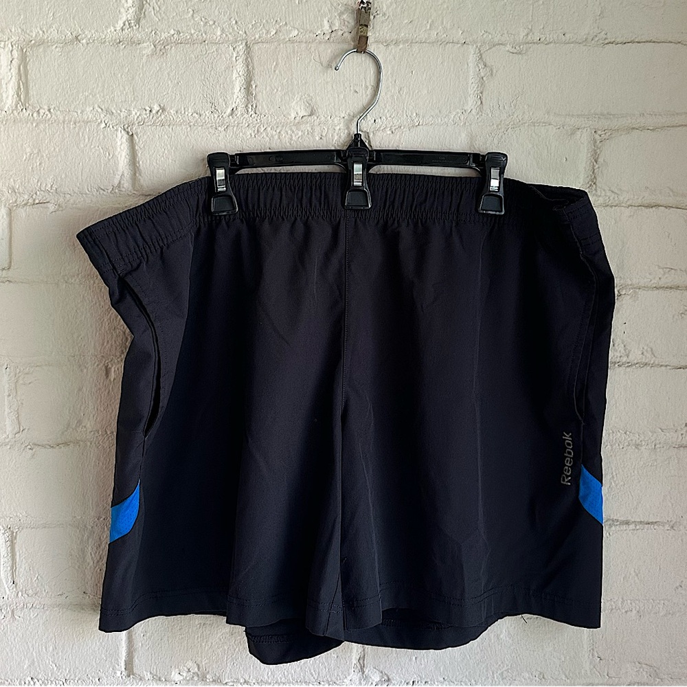 Reebok size large black and bright blue athletic comfy shorts